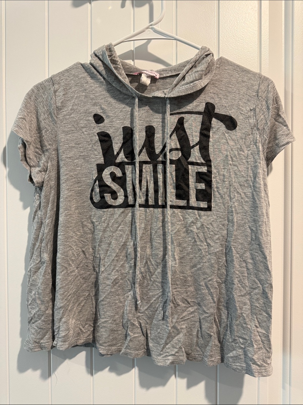 Gray 'Just Smile' Hooded Tee